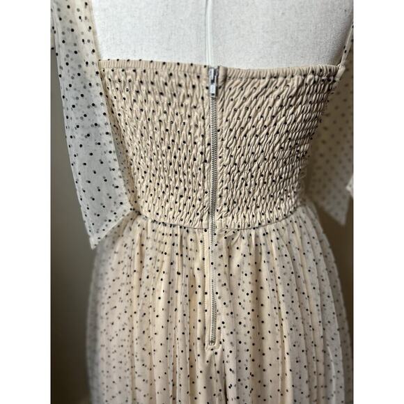 Mable Nadia Nude Tulle Bustier Dot Maxi Smocked Dress Medium Fairy Coquette - Picture 5 of 8